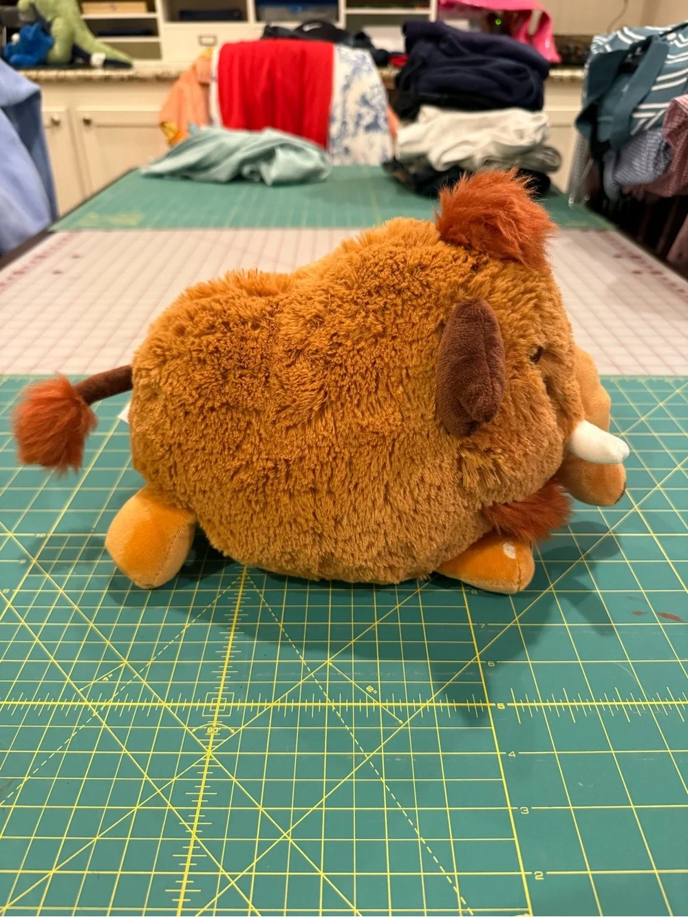Plush Woolly Mammoth Stuffed Animal - Brown
